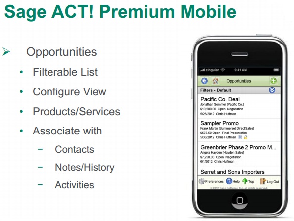 Premium Mobil is included with the Sage ACT! 2013 Premium product