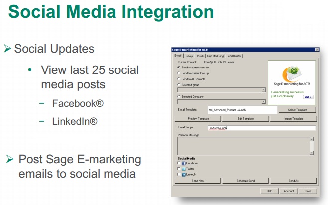 Sage ACT! 2013 integrates with Social Media