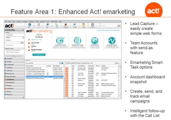 Enhanced E-Marketing is included in act! v17